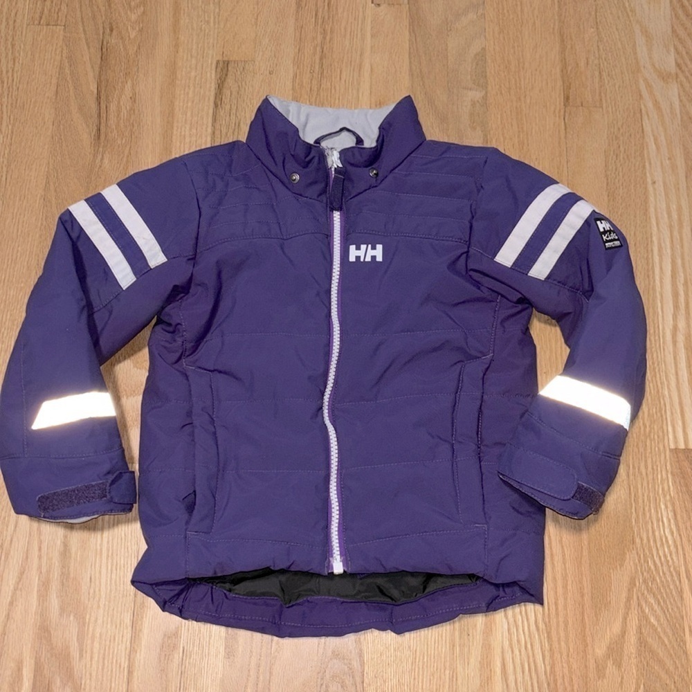 Helly Hansen kids Toddler 4T Purple Puffer Jacket Coat Reflective